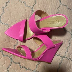 Neon Pink Schutz Mules